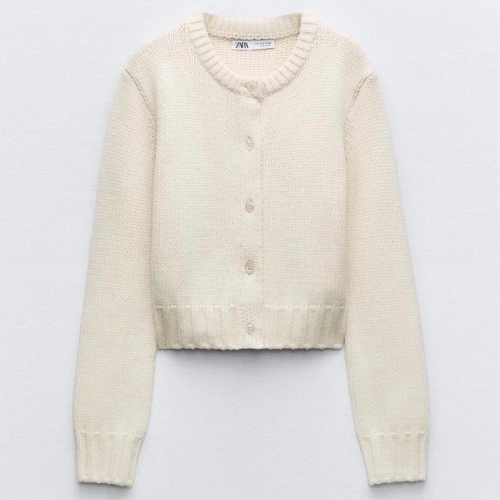 Zara Cream Wool Blend Cardigan XL
